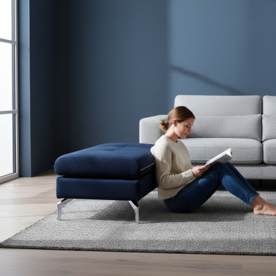 XXL Club Fußhocker Stoff Lounge Hocker Ottomane Pufa Textil Ottoman