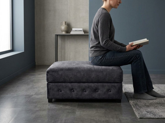 XXL Club Pufa Fußhocker Club Lounge Hocker Leder Ottoman Designer Textil