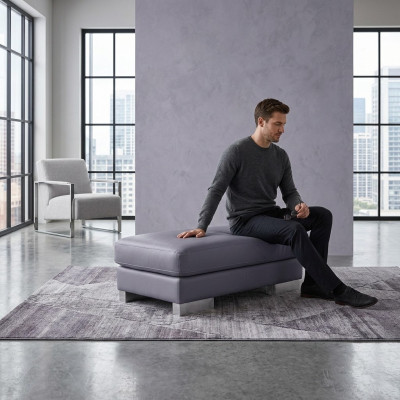 XXL Club Fußhocker Club Lounge Hocker Pufa Leder Ottoman Designer Textil