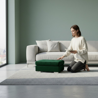 XXL Club Fußhocker Leder Lounge Hocker Ottomane Pufa Textil Ottoman