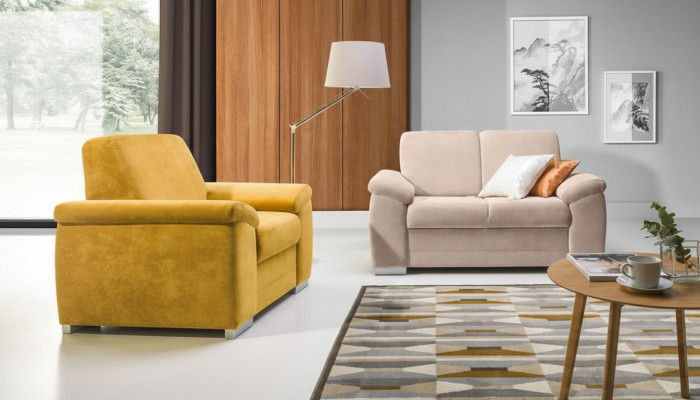 Design 2 Sitzer Relax Sofas Club Lounge Sofa Textil Polster Couch Stoff Couchen