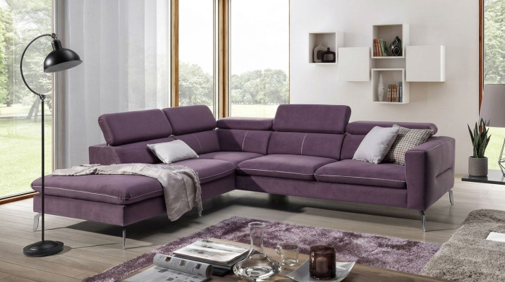 Ein funktionelles, stilvolles Ecksofa im modernen Stil für Ihr Zuhause in lila Luxus-Polsterung