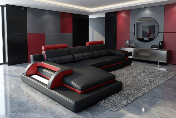 Design Polster Ecke Ledersofa Sofa Couch Sitz Garnitur Wohnlandschaft
