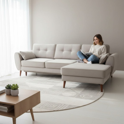 Design Schlafsofa Couch Sofa Polster Wohnzimmer Ecksofa Textl Stoff