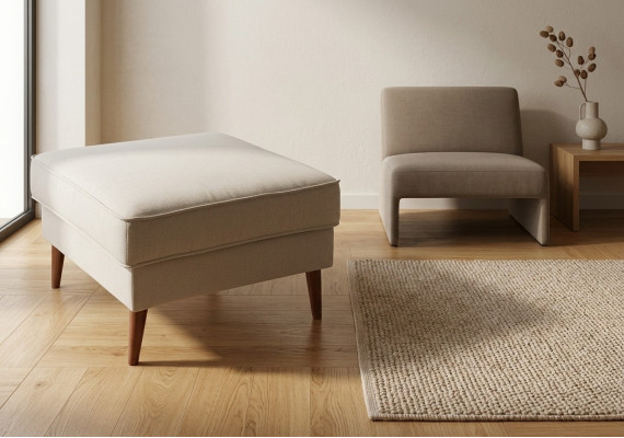 XXL Club Fußhocker Lounge Hocker Ottomane Pufa Leder Textil Dekor Ottoman