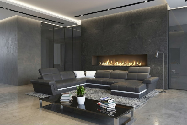 Ledersofa Couch Wohnlandschaft U-Form Design Modern Sofas Couchen
