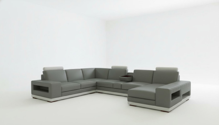 Ledersofa Couch Wohnlandschaft U-Form Design Modern Sofa 5154