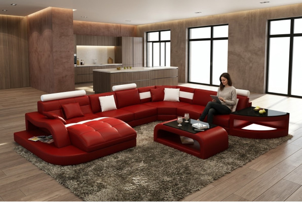 Luxus Designer Ecksofa Ledersofa Couch Polster Wohnlandschaft Leder