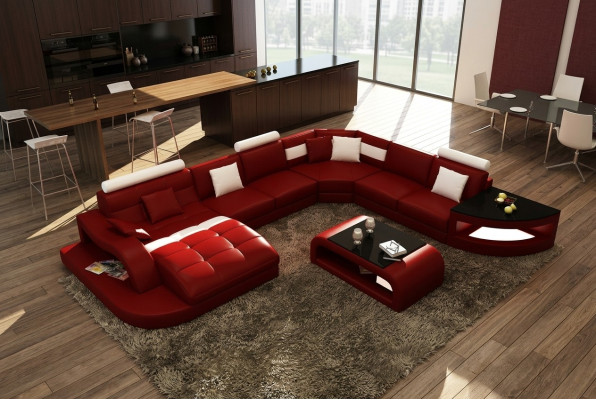 Luxus Designer Ecksofa Ledersofa Couch Polster Wohnlandschaft Leder