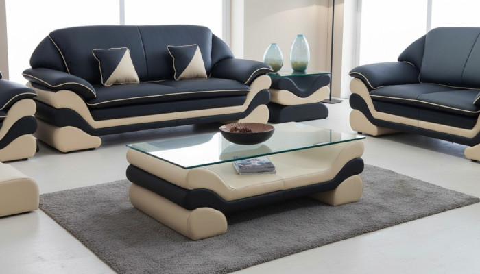 Klassischer Luxus Designer Couchtisch Sofa Wohnzimmer Tisch Leder