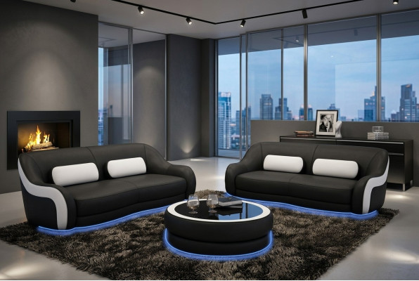 Runder Couchtisch Beistelltisch Tische Tisch Couch Sofa Rundtisch Leder