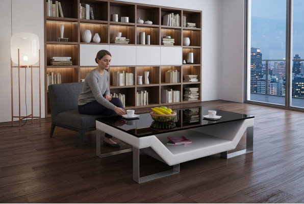 Sofatisch Glas Design Tisch Wonzimmer Leder Couch Beistell Sofa Kaffee