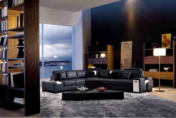 Designer Ecksofa Polster Wohnlandschaft Leder Couch Sofas Sofa XXL