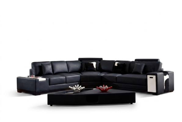 Designer Ecksofa Polster Wohnlandschaft Leder Couch Sofas Sofa XXL