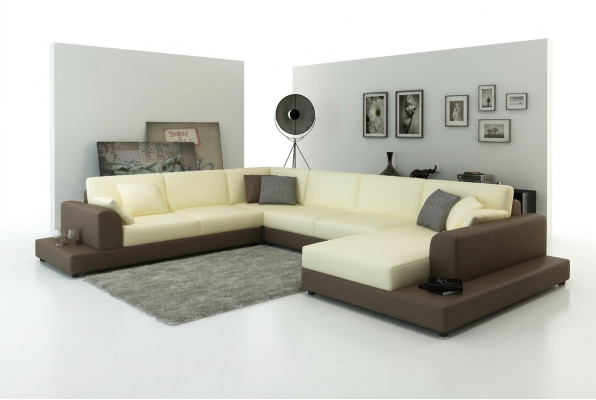Wohnlandschaft Wohnzimmer Ecksofa Leder Sofa Couch Polster Sitz