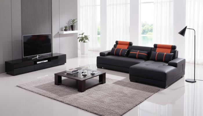Designer Polster Ledersofa Couch L-Form Modern Sofa Sofas Couchen
