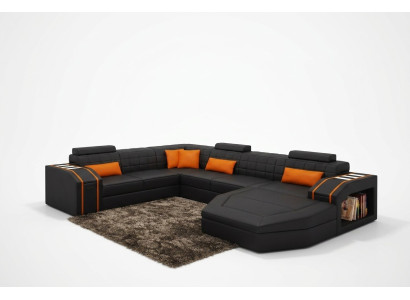 Wohnlandschaft Wohnzimmer Ecksofa Leder Sofa Couch Polster Garnitur