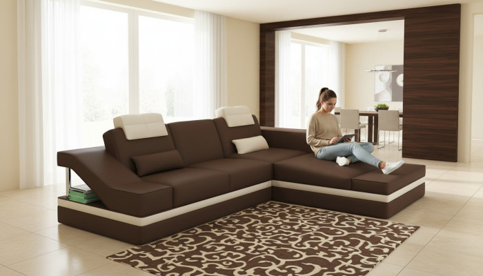 Moderne Ledersofa Ecksofa L Form Couch Polster Sitz Ecke Sofa Couchen