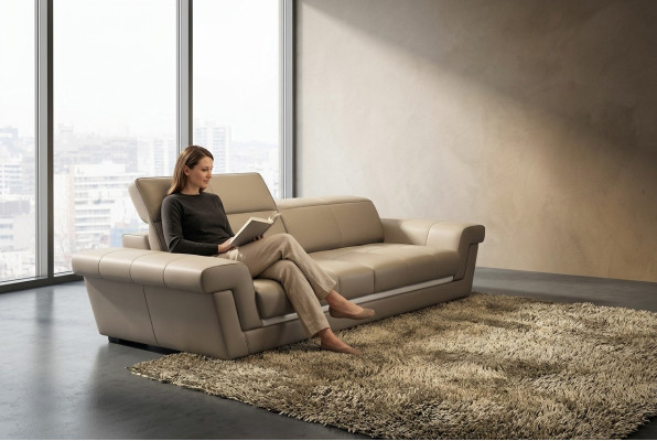 Ledersofa Couch Wohnlandschaft 3 Sitzer Design Modern Sofa 5136_3ER