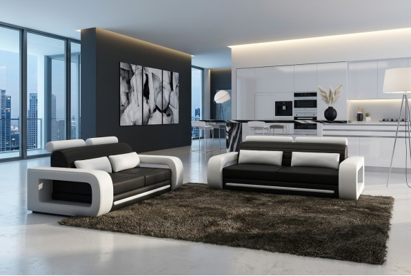 Ledersofa Couch Wohnlandschaft 3+2 Sitzer Design Modern Sofa Sofagarnitur
