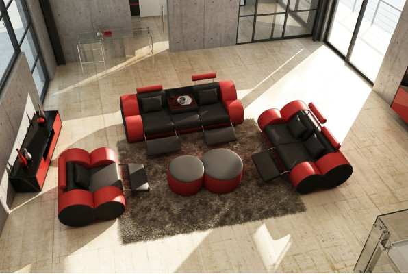 Sofagarnitur Design Couch 3+2 Set Polster Leder Sofa Wohnzimmer Garnituren
