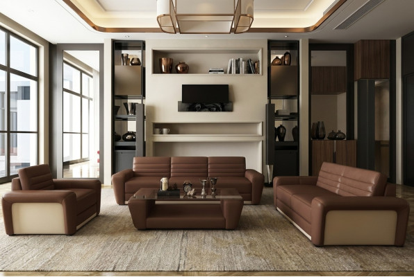 Ledersofa Couch Wohnlandschaft 3+2 Sitzer Design Modern Sofa Wohnzimmer