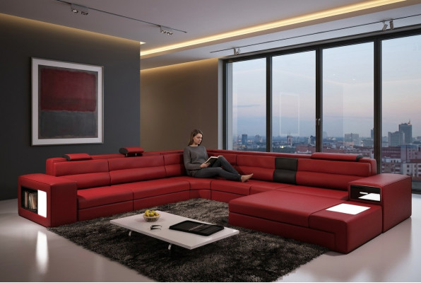 U Form XXL Designer Wohnlandschaft Polster Ecksofa Eck Garnitur Sofa