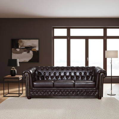 Modernes dreisitziges Kunstleder Sofa gemütlich elegant Chesterfield