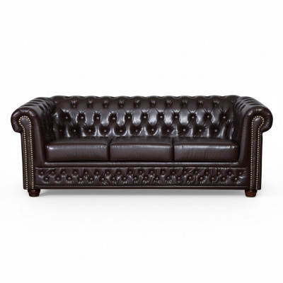 Modernes dreisitziges Kunstleder Sofa gemütlich elegant Chesterfield