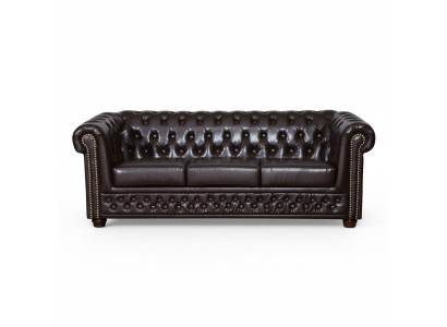 Modernes dreisitziges Kunstleder Sofa gemütlich elegant Chesterfield