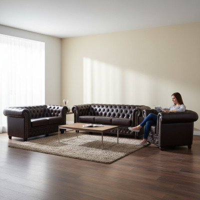 Chesterfield Ledersofa Sofagarnitur Sofa Couch Polster Sitz Sofas Garnituren Neu