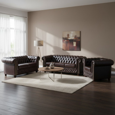 Chesterfield Ledersofa Sofagarnitur Sofa Couch Polster Sitz Sofas Garnituren Neu