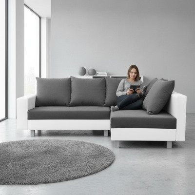 Design Ecksofa Sofa L-form Bettfunktion Couch Sitz Eck Sofas Textil Polster Neu