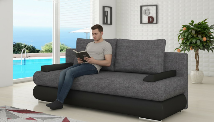 Design Schlafsofa Couch Polster 3 Sitzer Stoff Couch Gästezimmer Sofas