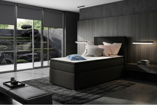 Boxspring Bett Hotel Betten 90x200cm Leder Komplett Bettkasten Topper