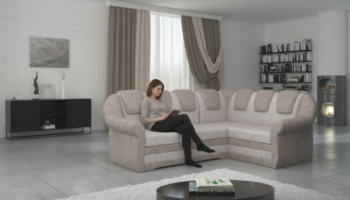 Design Ecksofa Sofa Bettfunktion Couch Schlafsofa Leder Polster Textil Sofas Neu