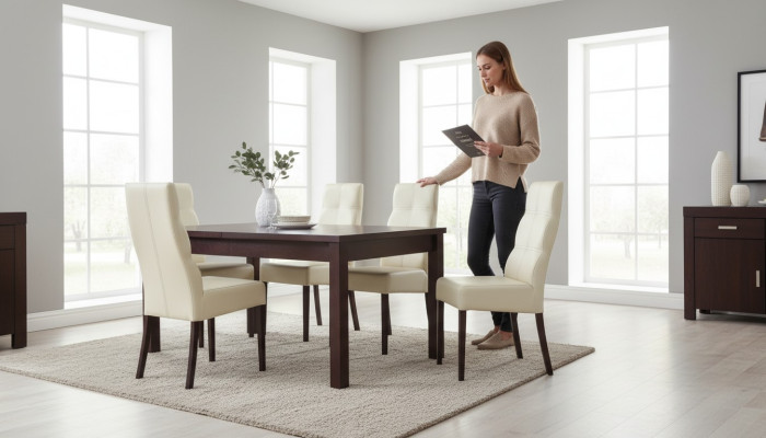 Esszimmer Tisch + 6 Stühle Garnitur Stuhl Set Essgarnituren Tische