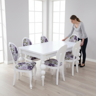 Klassische Esstisch Tisch mit 6 Stühlen Esszimmer Gruppe Stuhl Tische