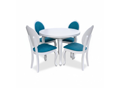 Klassischer Rund Runder Tisch Holz Design Esszimmer Tische + 4 Stühle