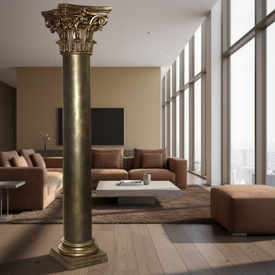 Goldene Säule Stütze Säulen Antiker Stil Handarbeit Handbemalt Hotel Einrichtung