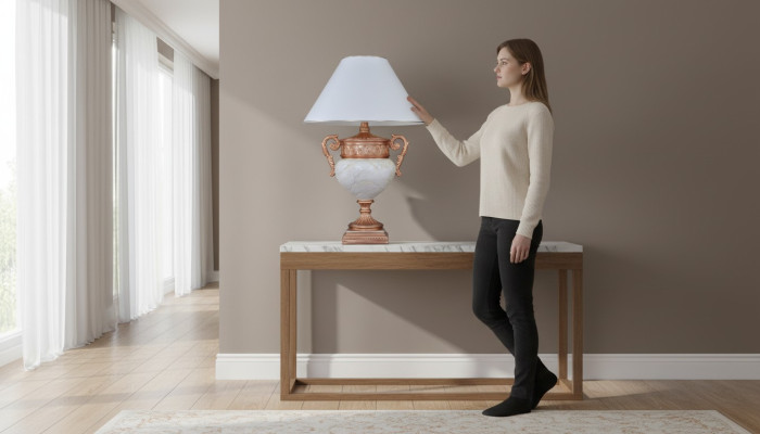 XXL Tisch Nacht Lampe Leuchte Vase Echte Handarbeit Standleuchte Lampen Leuchten