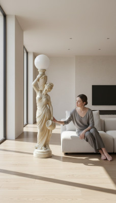 Antike Stil Figur Lebensgroß mit Beleuchtung Stehlampe Lampe Lampen Standleuchte