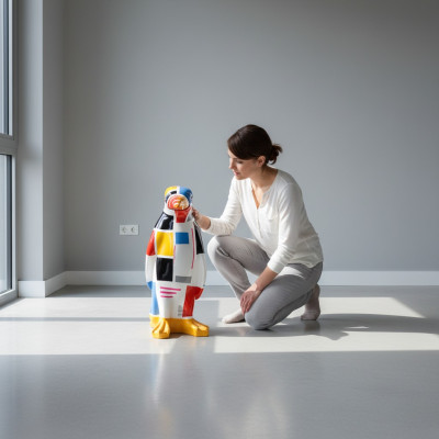 XXL Designer Figur Handarbeit Bemalt Figuren Skulptur Statue Skulpturen Pinguin