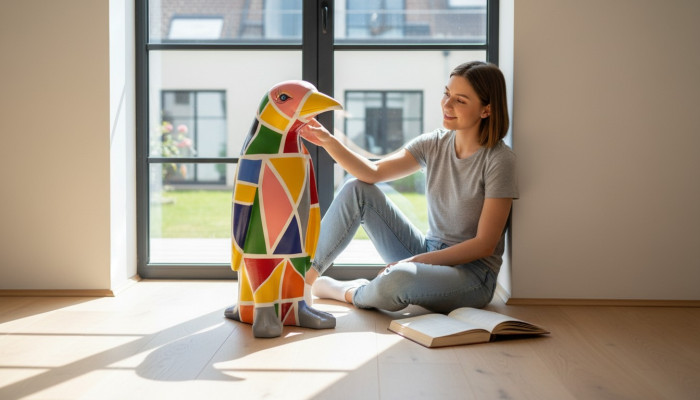 Design Luxus Figur Skulptur Handarbeit XXL 67cm Pinguin Tier Skulpturen Figuren