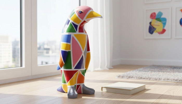 Design Luxus Figur Skulptur Handarbeit XXL 67cm Pinguin Tier Skulpturen Figuren