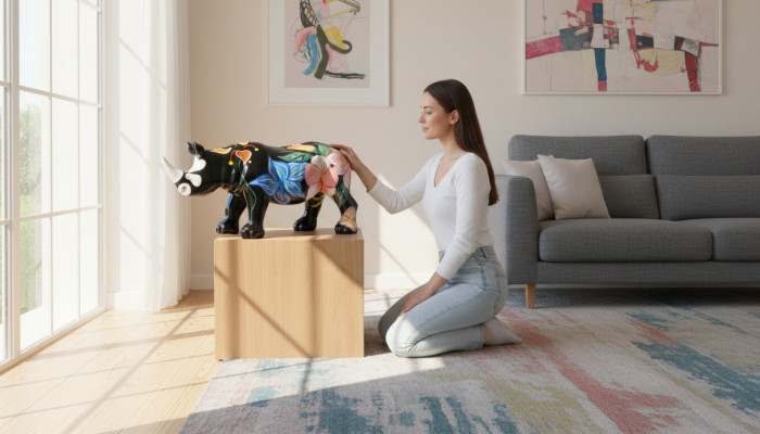 Design Nashorn Figur Statue Skulptur Figuren Skulpturen Dekoration Deko 3095 Neu