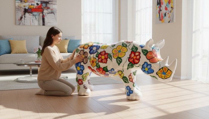 Design Nashorn Figur Statue Skulptur Figuren Skulpturen Dekoration Deko 3096 Neu