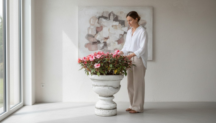 Figur Blumenkübel Pflanz Kübel Weiß Dekoration Figur Blumentöpfe Garten