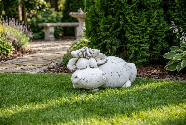 Garten Dekoration Nilpferd Terrasse Stein Figuren Figur Deko Statue