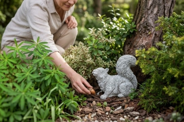 Garten Dekoration Eichhörnchen Terrasse Stein Figuren Figur Deko Statue